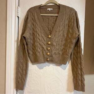 Fashion Nova Cable Knit Cardigan - Tan